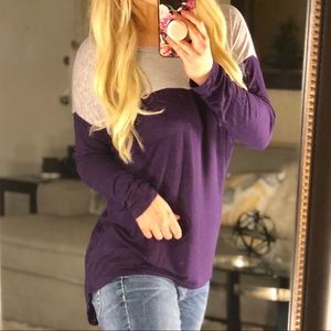 Zenana Outfitters Comfy Gray & Purple Shirt! Sz. M